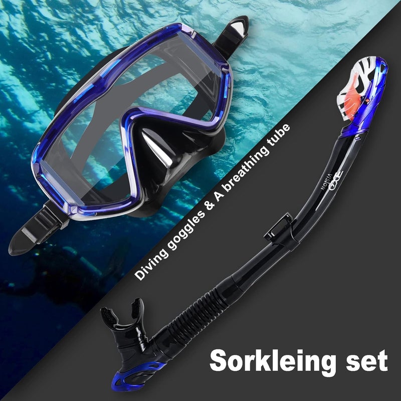 EXP VISION Snorkel Set Pano 3 Window Adult Snorkeling Gear, Professional Snorkel Goggles Anti-Fog Diving Mask, Anti-Leak Swim Goggles and Dry Top Snorkel for Diving, Snorkeling, Swimming - Image 4